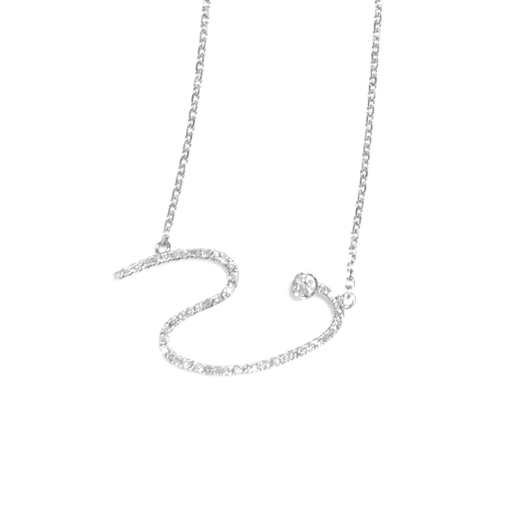 diamond wave bezel .35ct 14k white gold necklace